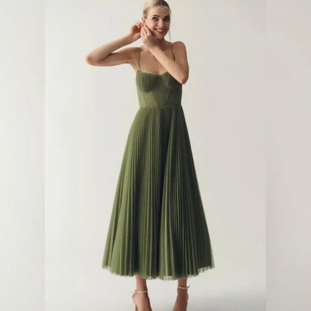 Hutch Amara Olive Green Midi Dress - Brand New